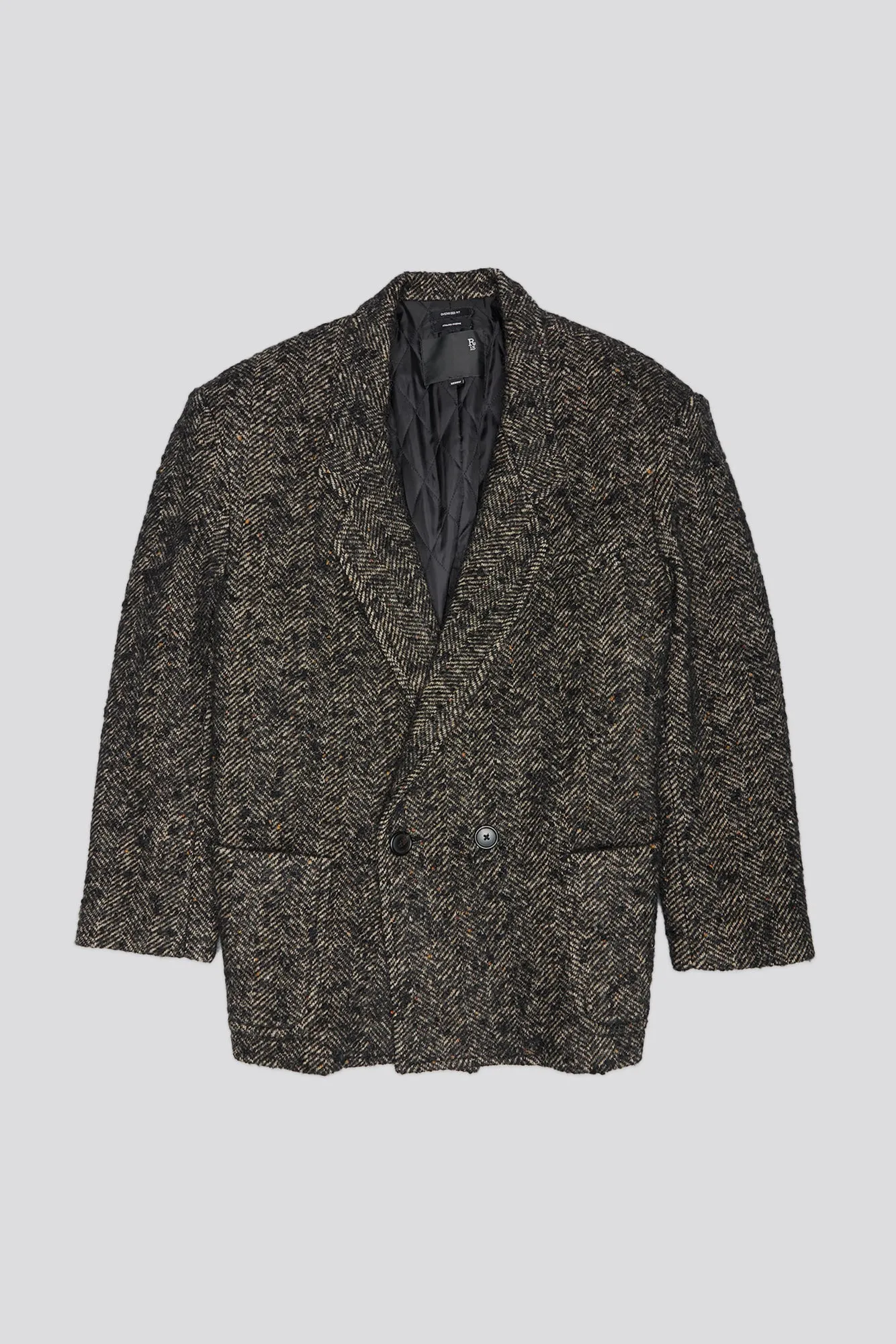 OVERSIZED DOUBLE-BREASTED BLAZER - BLACK HERRINGBONE sold by R13 product image thumbnail 5