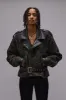 EXAGGERATED SHOULDER MOTORCYCLE JACKET - BLACK HERRINGBONE sold by R13