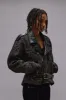 EXAGGERATED SHOULDER MOTORCYCLE JACKET - BLACK HERRINGBONE sold by R13