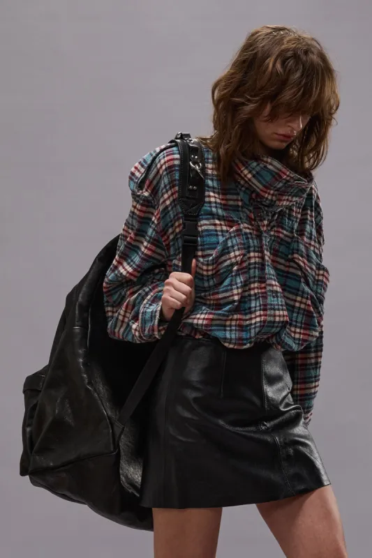 HIGH NECK SHIRT - BLUE PLAID sold by R13