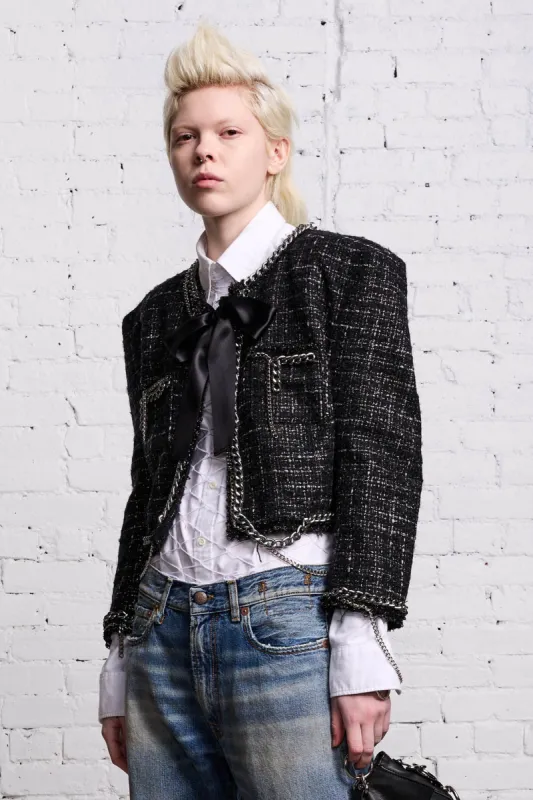 SQUARE SHOULDER JACKET - BLACK TWEED sold by R13