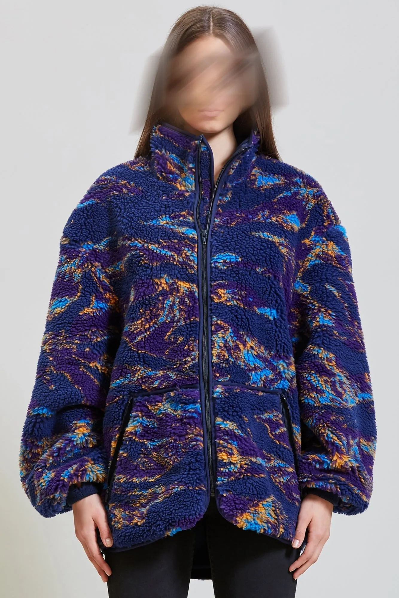 OVERSIZED FLEECE JACKET - NAVY SWIRL sold by R13 product image thumbnail 2