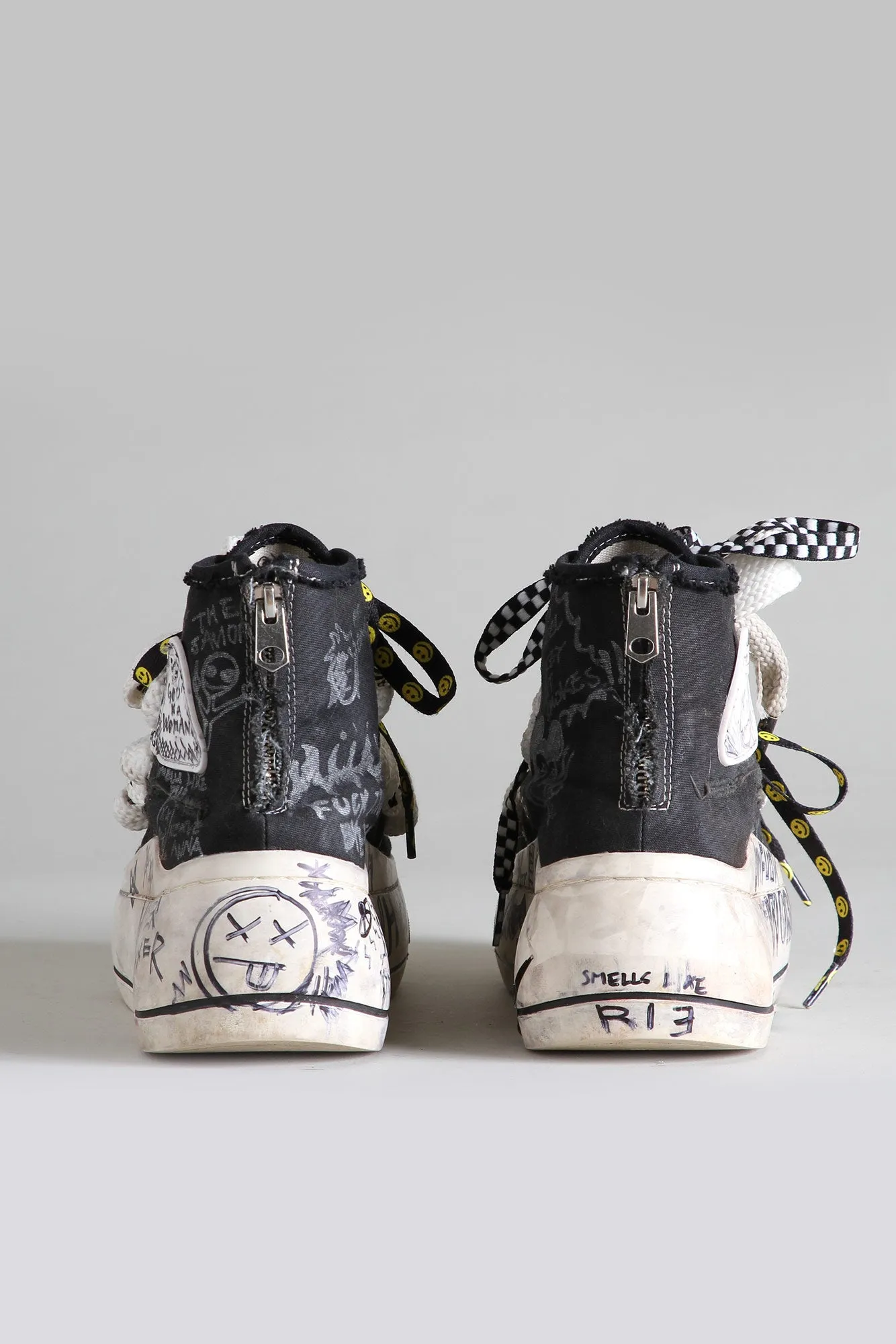 DOUBLE GROMMET KURT HIGH TOP SNEAKER - GRAFFITI BLACK sold by R13 product image thumbnail 3