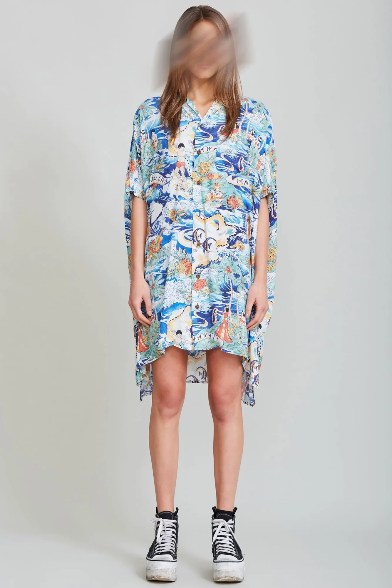 OVERSIZED BOXY HAWAIIAN DRESS - HAWAIIAN PRINT sold by R13 product image thumbnail 2