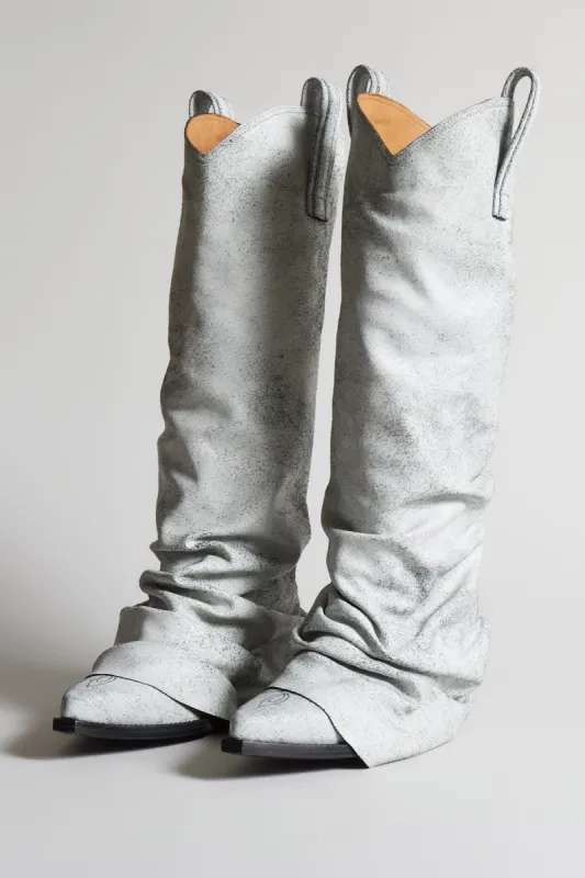 MID COWBOY BOOT - CRACKLE WHITE sold by R13
