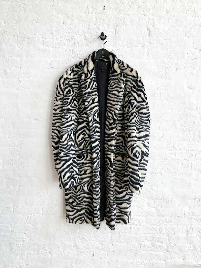 TEDDY BEAR COAT - B/W ZEBRA sold by R13