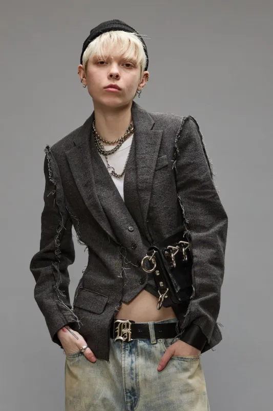 FLAT SLEEVE BLAZER - DARK GREY sold by R13