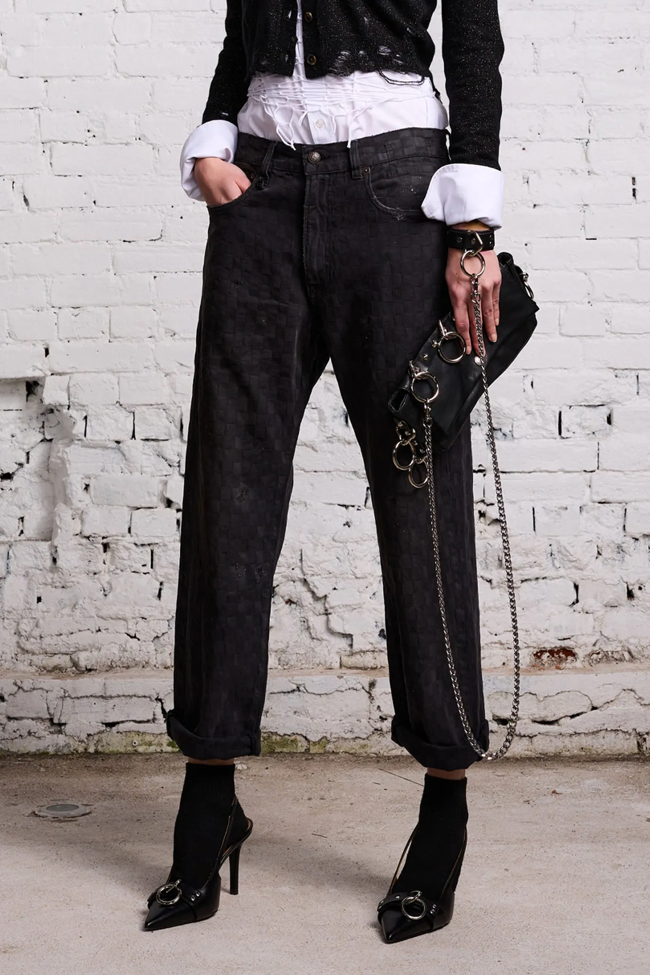 BOYFRIEND JEAN - SHADOW CHECKERBOARD sold by R13
