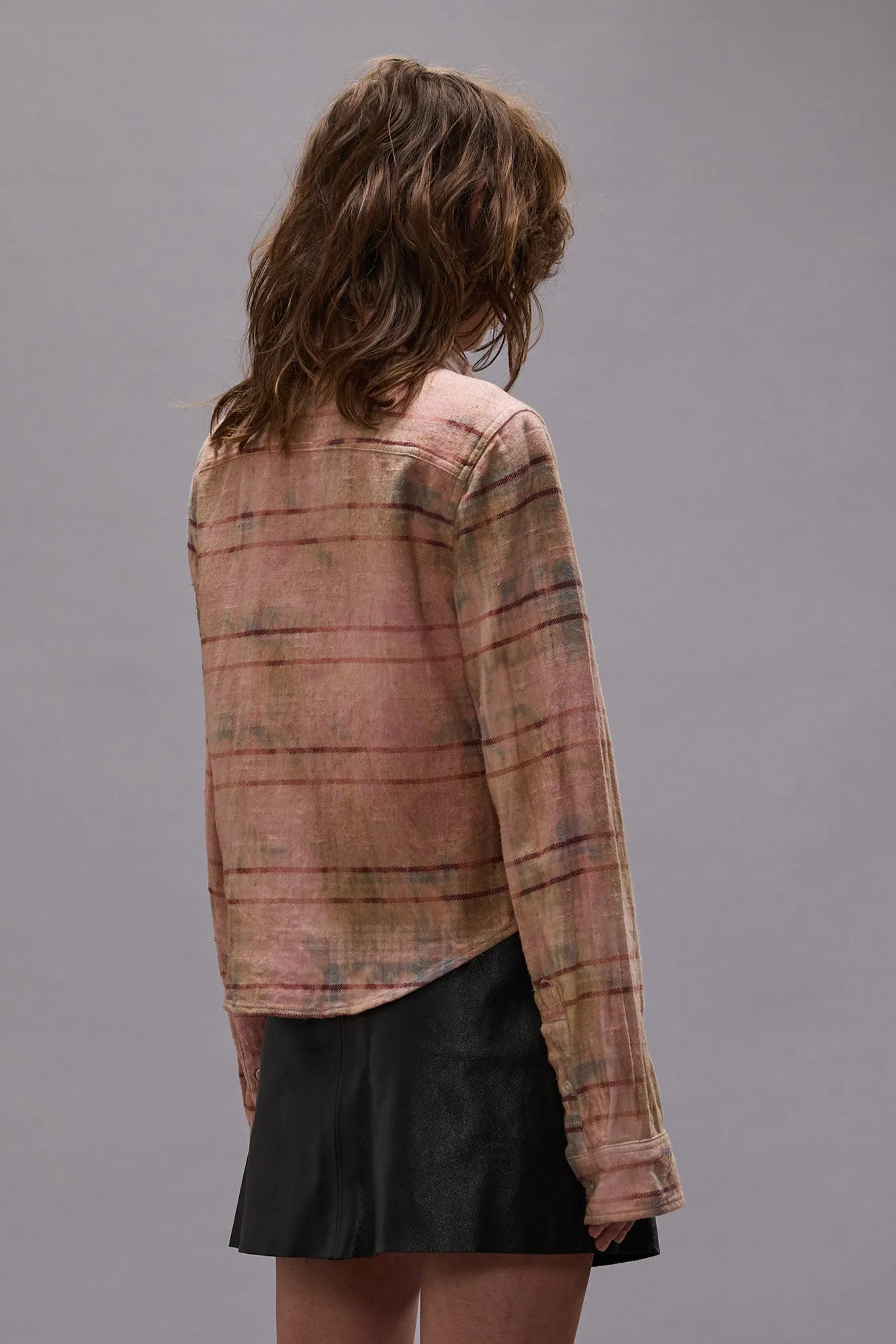 SHRUNKEN WORKSHIRT - PINK OVERDYED PLAID - PINK OVERDYED PLAID sold by R13 product image thumbnail 4