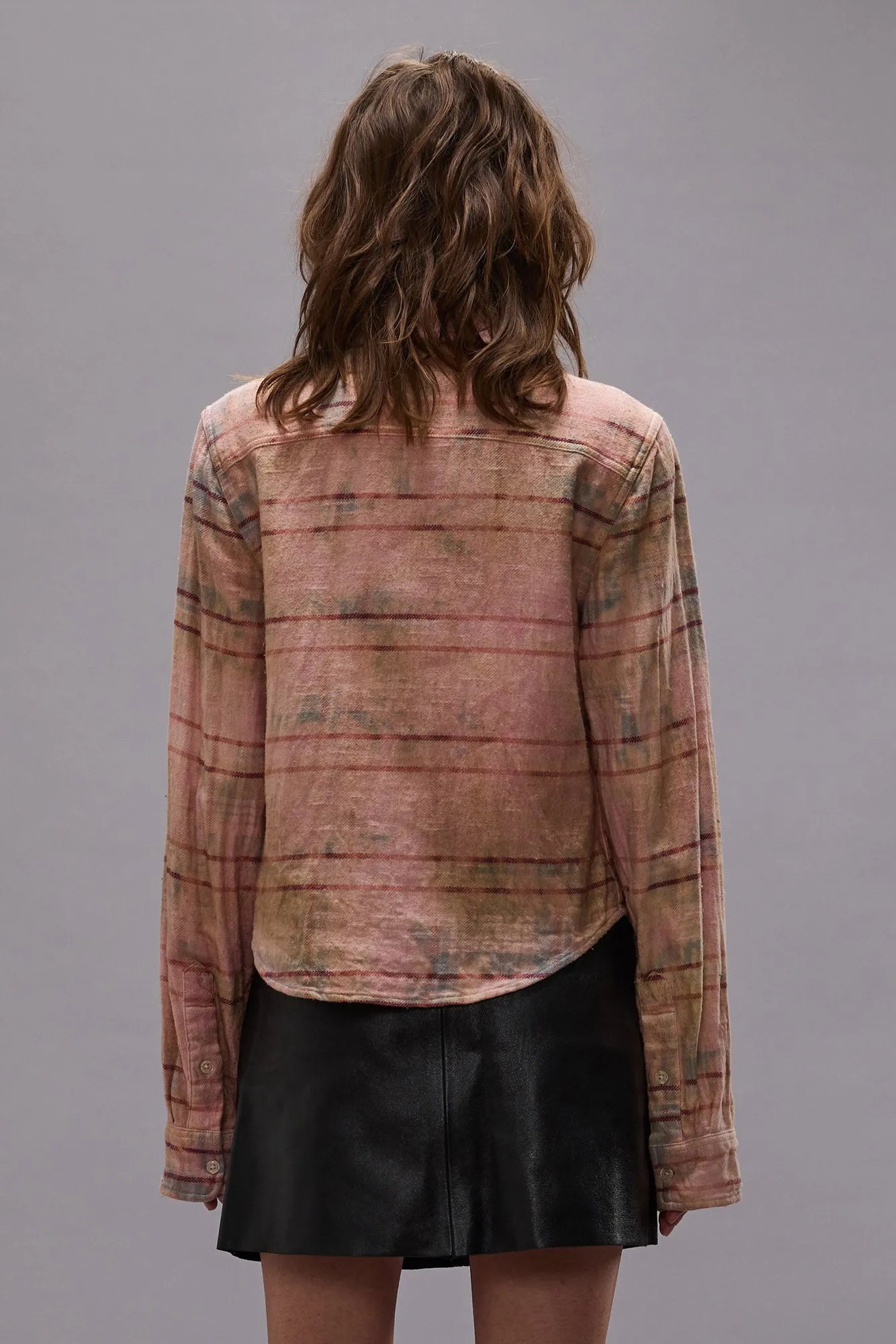 SHRUNKEN WORKSHIRT - PINK OVERDYED PLAID - PINK OVERDYED PLAID sold by R13 product image thumbnail 5