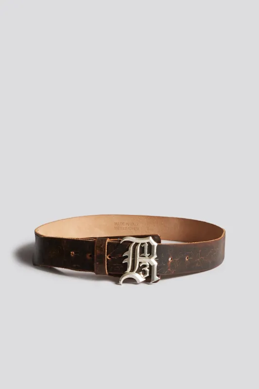R13 LOGO BUCKLE BELT - BROWN sold by R13