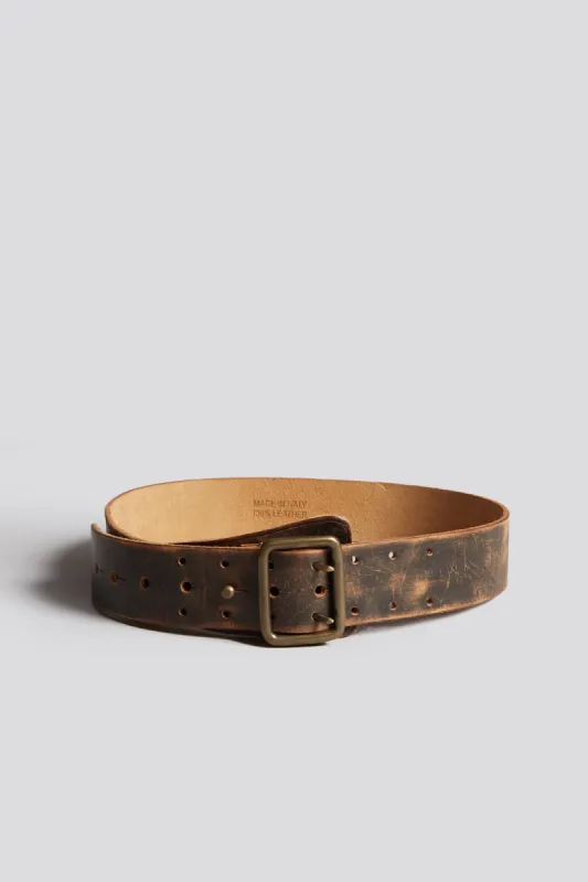 R13 MILITARY DOUBLE PRONG BELT - BROWN sold by R13