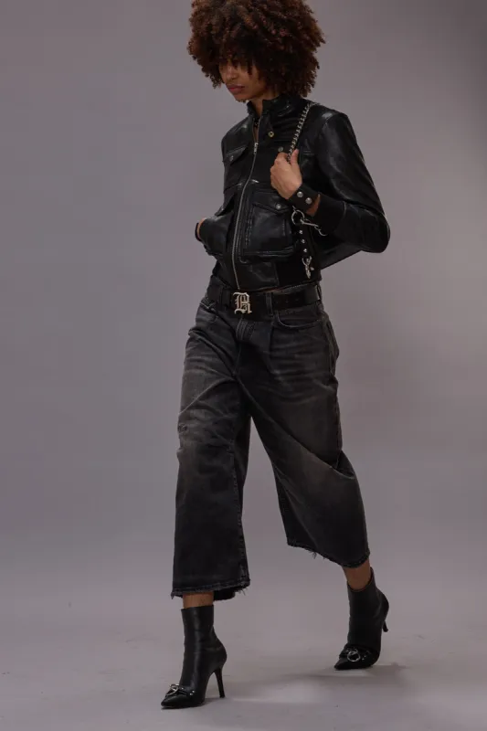 CROP WIDE LEG JEAN - WILSON BLACK sold by R13
