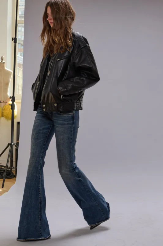 OVERFLOW BOY FLARE - MIRE BLUE STRETCH sold by R13