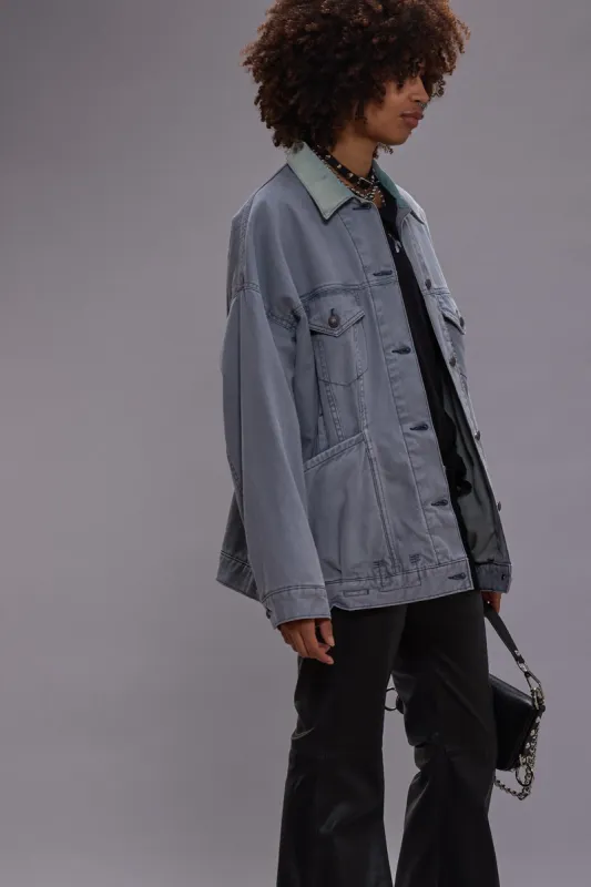 LACEY TRUCKER JACKET - FADED STEEL BLUE CANVAS made by R13