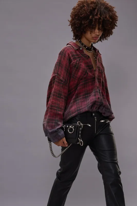 DROP NECK WORKSHIRT - DIP DYE RED PLAID sold by R13