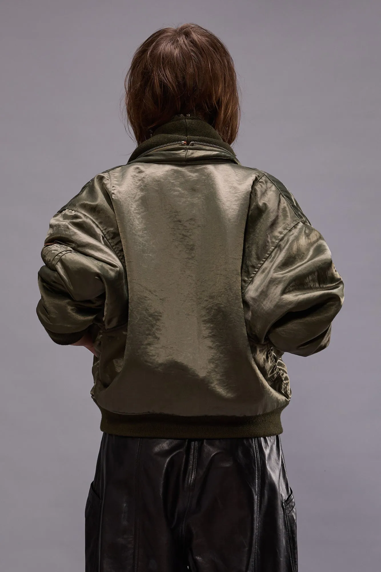 ZIP COLLAR FLIGHT JACKET - OLIVE sold by R13 product image thumbnail 4