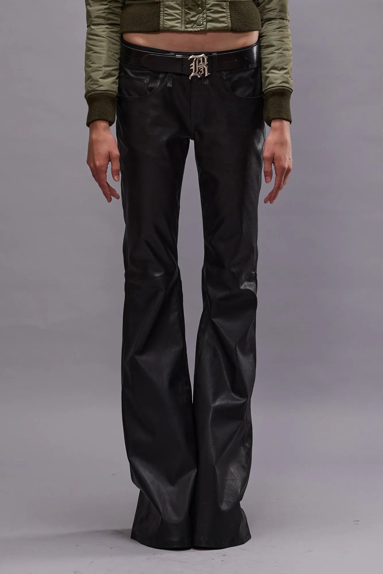 BOY FLARE LEATHER PANT - BLACK sold by R13 product image thumbnail 2