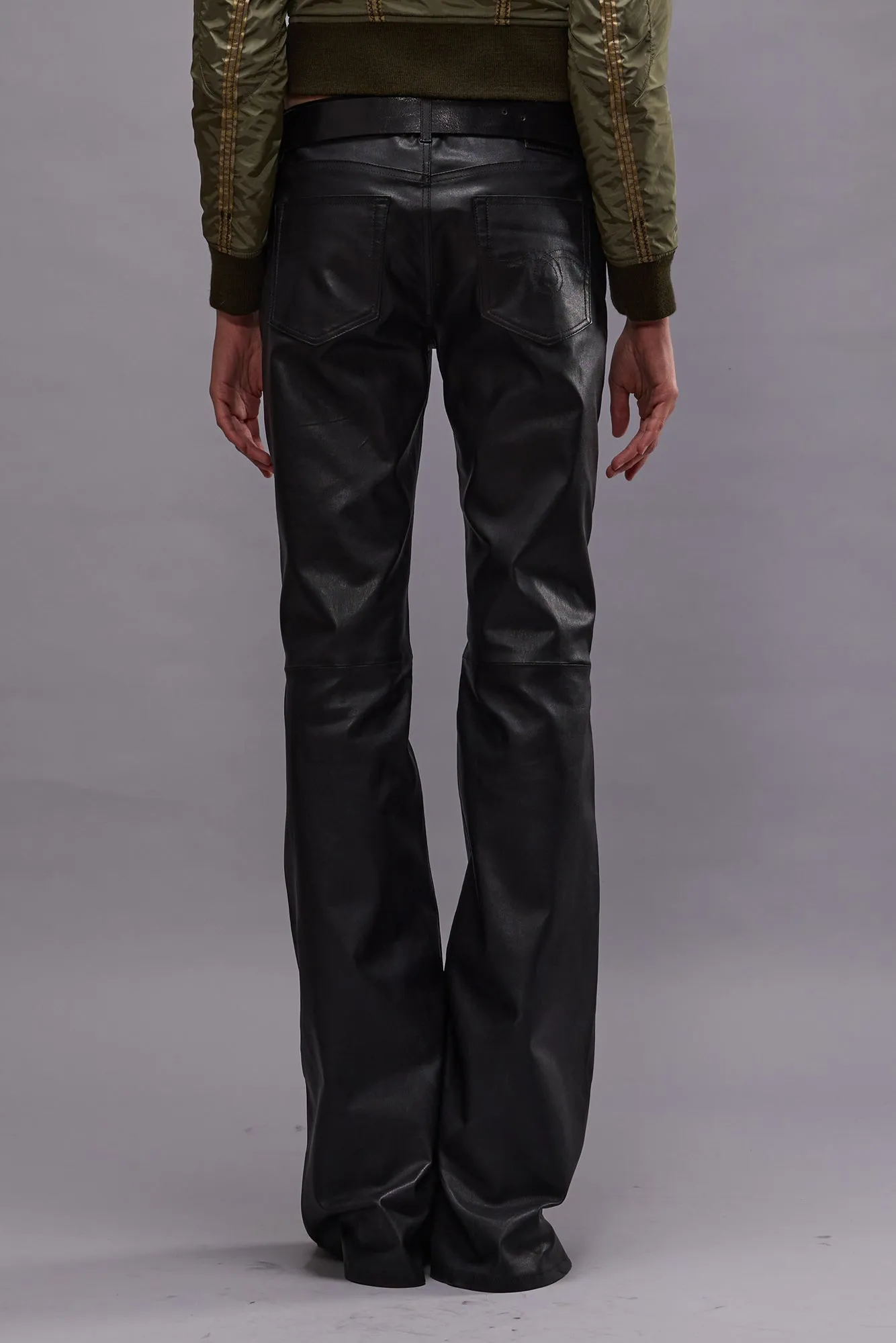 BOY FLARE LEATHER PANT - BLACK sold by R13 product image thumbnail 3