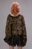 TAPED CROSSOVER BUBBLE SHIRT - OLIVE FLORAL sold by R13