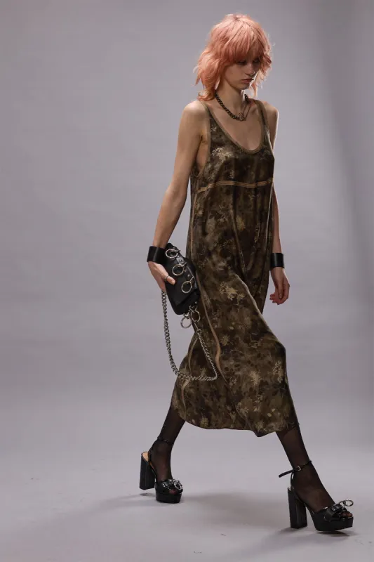 TAPED TANK DRESS - OLIVE FLORAL made by R13
