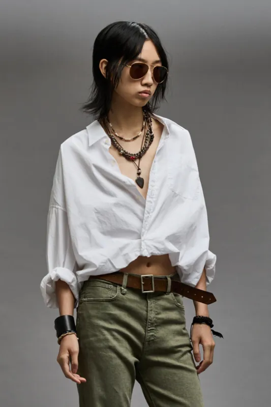CROSSOVER BUBBLE SHIRT - WHITE sold by R13