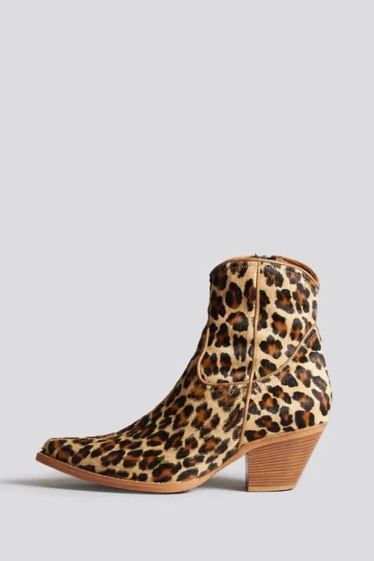SKINNY ANKLE COWBOY BOOT - LEOPARD sold by R13