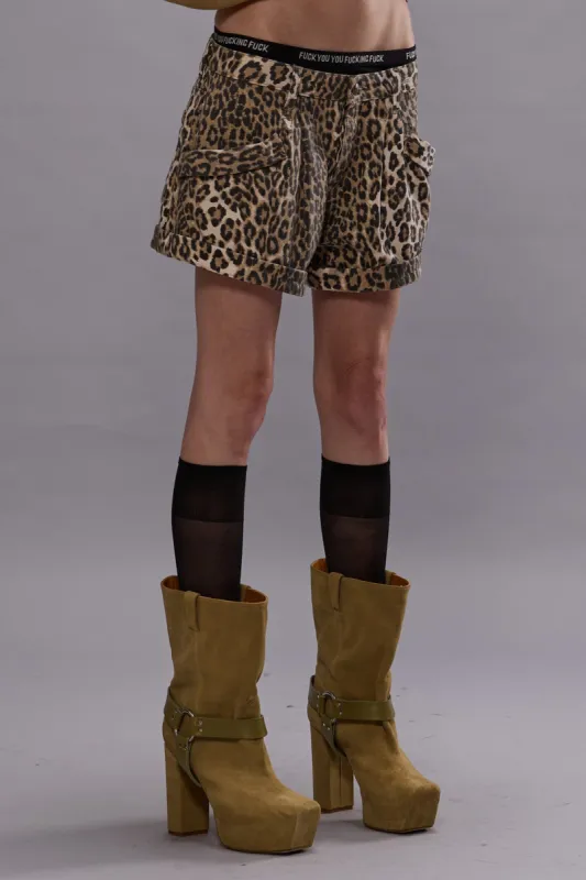 POUCH POCKET SHORTS - ECRU LEOPARD sold by R13