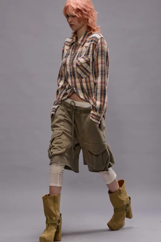 MULTIPOCKET RELAXED SWEATSHORTS - FADED OLIVE sold by R13