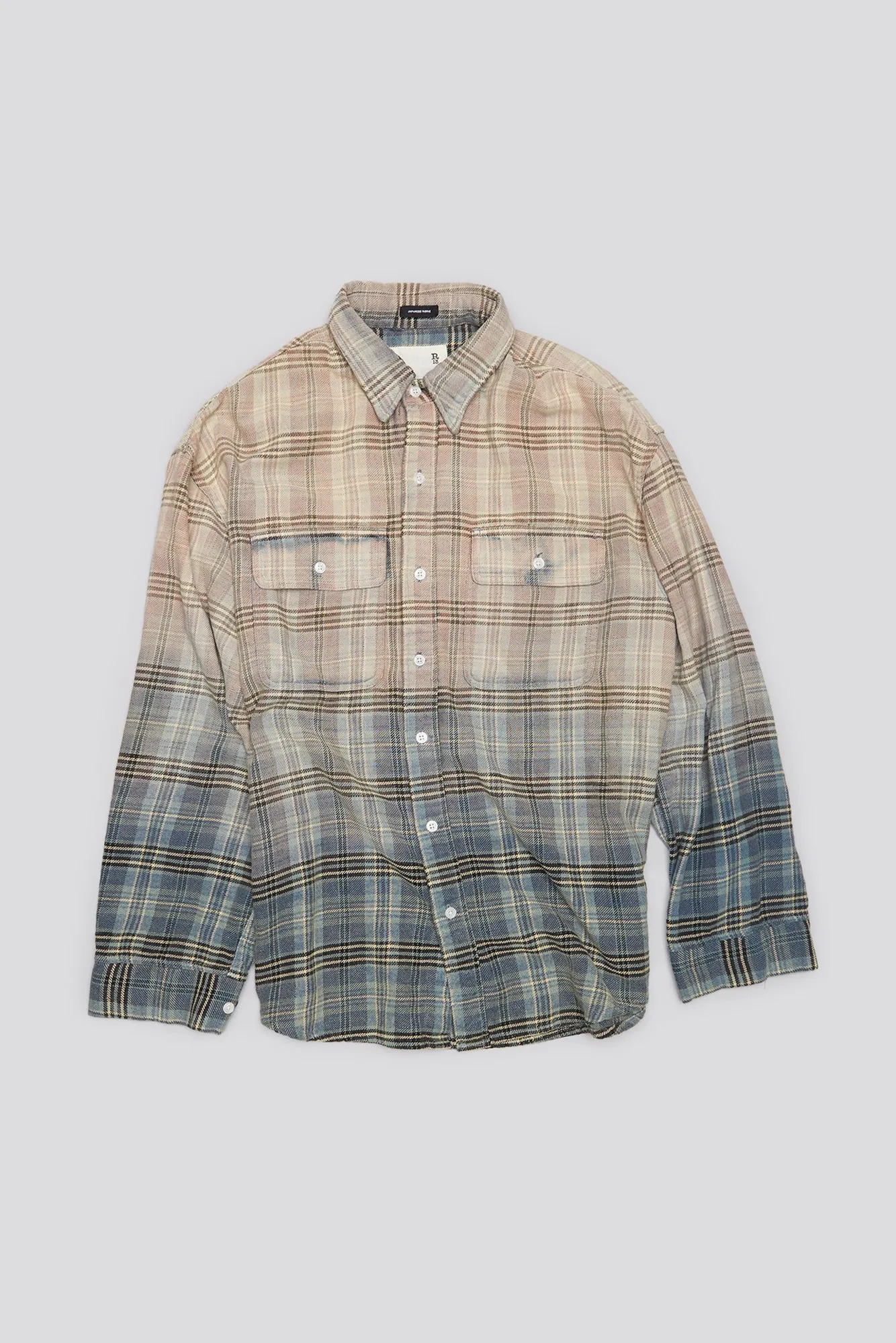 RELAXED WORKSHIRT - GRADIENT BLEACHED BLUE PLAID sold by R13 product image thumbnail 4