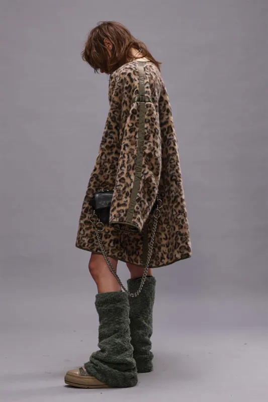 TAPED LINER COAT - WOOLY LEOPARD sold by R13