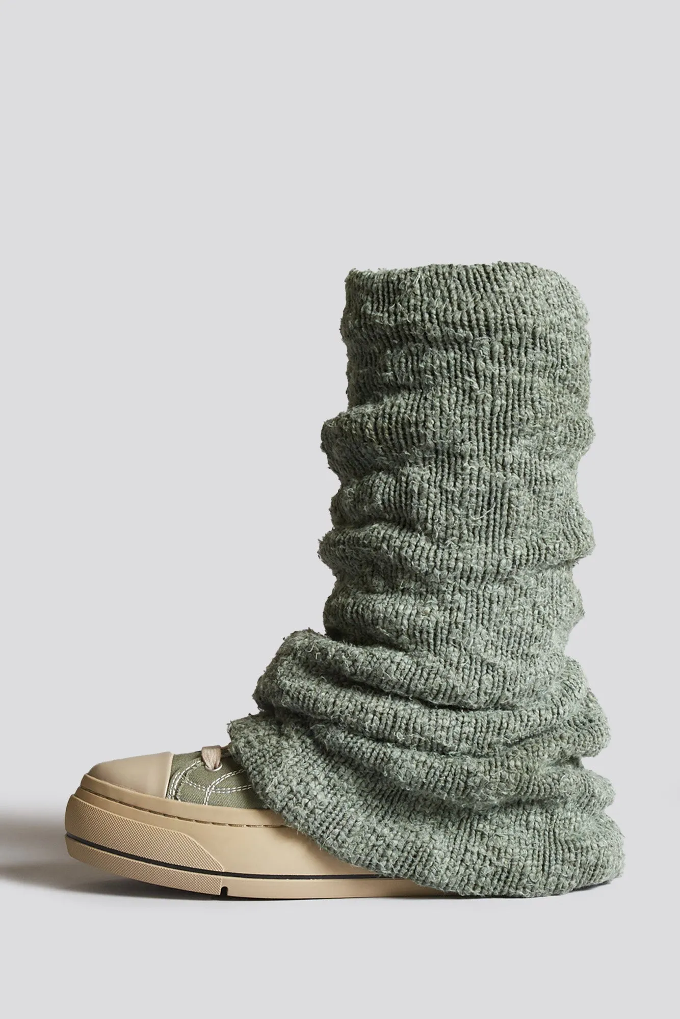 KURT HIGH TOP SNEAKER WITH WARMER - WASHED OLIVE PLAIN KNIT sold by R13