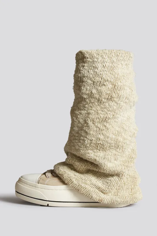 KURT HIGH TOP SNEAKER WITH WARMER - LIGHT KHAKI PLAIN KNIT sold by R13