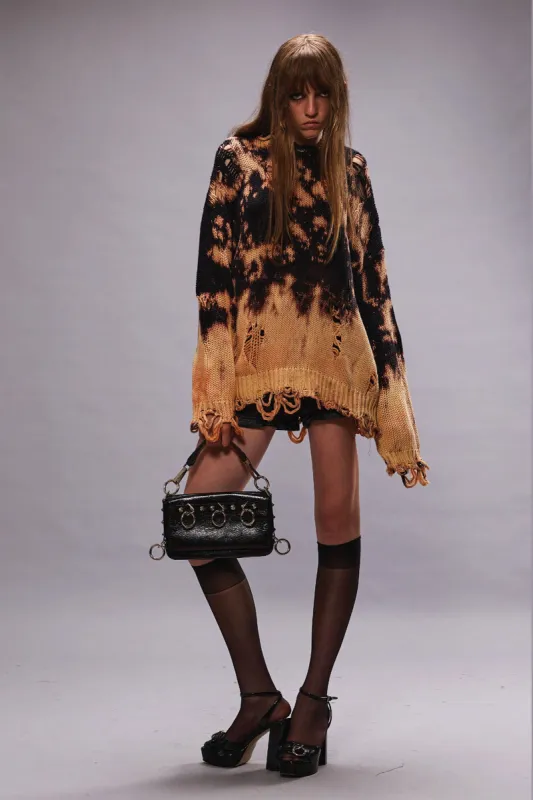 BLEACHED OVERSIZED SWEATER - BLEACHED BLACK sold by R13