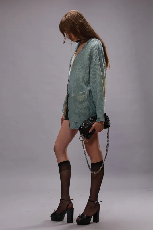 OVERSIZED CARDIGAN - LIGHT SKY BLUE sold by R13