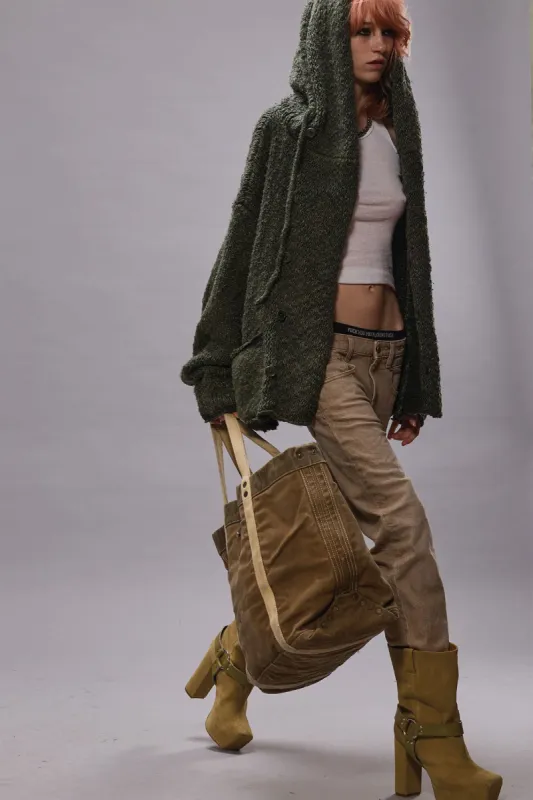 HOODED PARKA CARDIGAN - WASHED OLIVE sold by R13