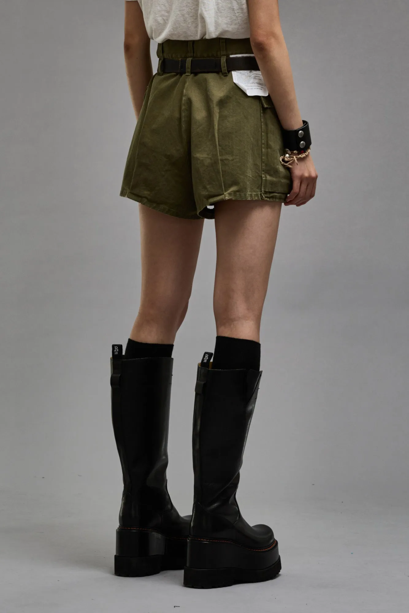 BUBBLE SKORT - OLIVE HERRINGBONE sold by R13 product image thumbnail 5