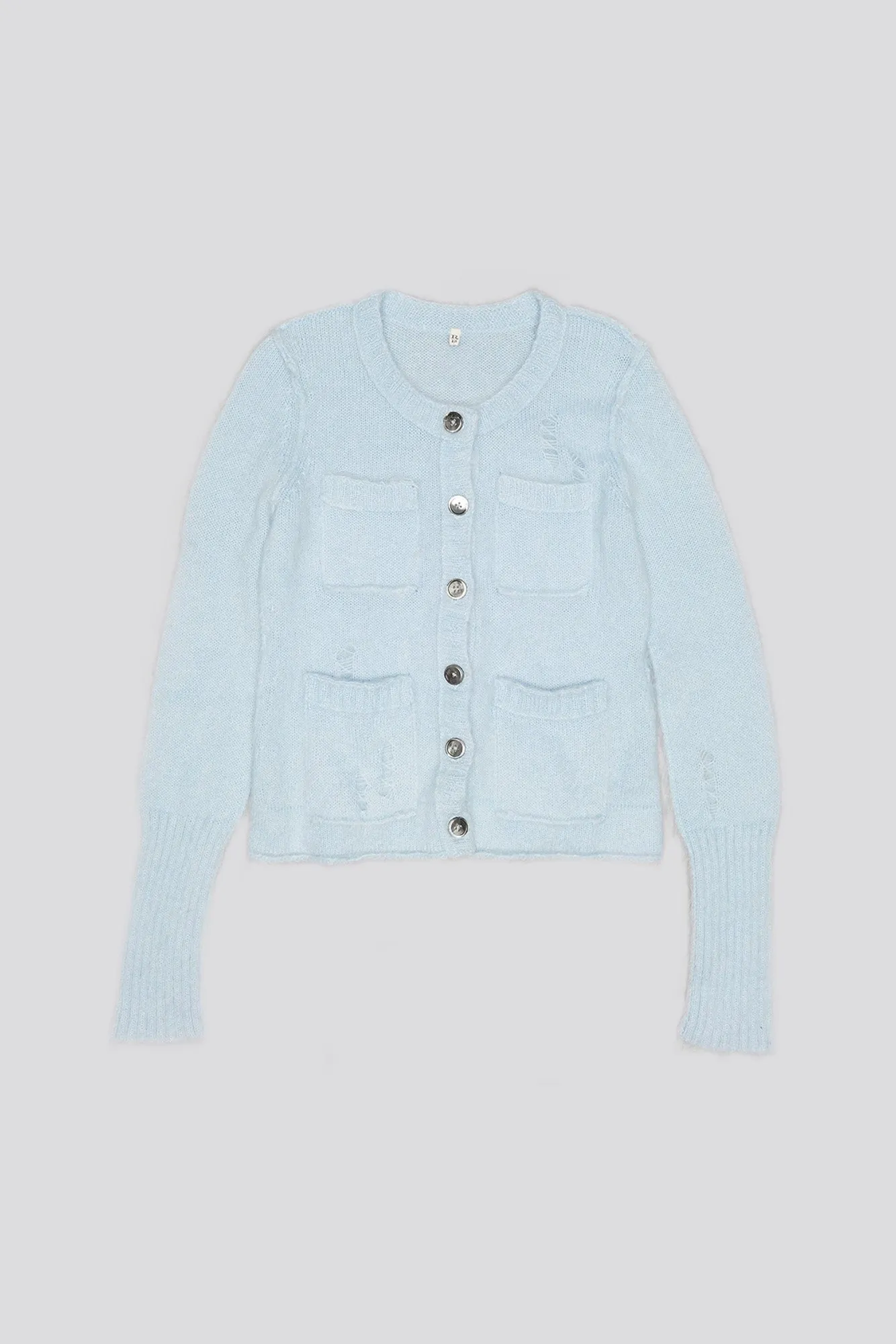ELONGATED SHRUNKEN CREWNECK CARDIGAN - LIGHT BLUE sold by R13 product image thumbnail 4