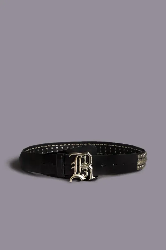 STUDDED R13 LOGO BUCKLE BELT - BLACK sold by R13