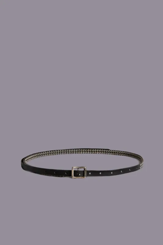 STUDDED R13 SKINNY BELT - BLACK sold by R13