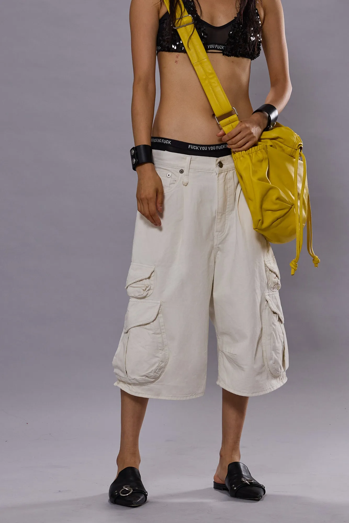 BERMUDA CARGO SHORT - WHITE SLUBBY TWILL sold by R13 product image thumbnail 2