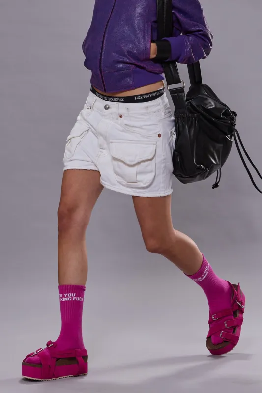 MULTI POCKET X-BOYFRIEND SHORT - AERIN WHITE sold by R13