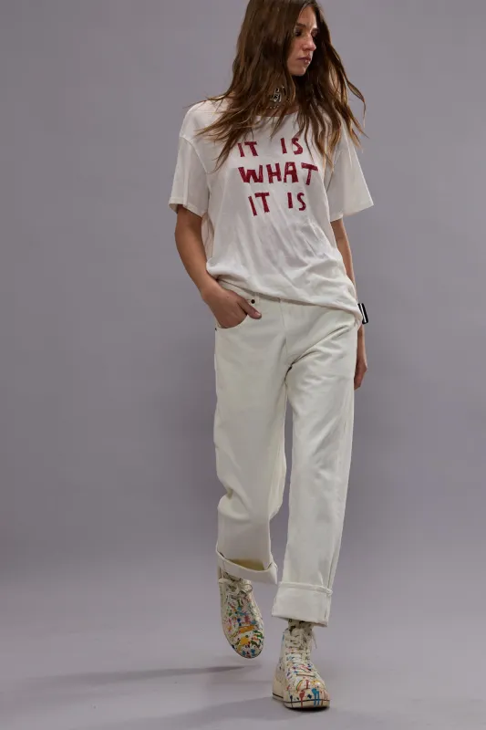 CUFFED X-BOYFRIEND JEAN - BENNETT WHITE SELVEDGE (DO NOT ADD BACK TO SITE - DEFECTIVE) sold by R13