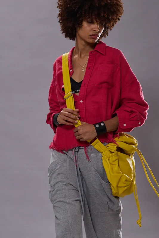 DROP NECK CROPPED SHIRT - OVERDYED FUCHSIA PLAID sold by R13