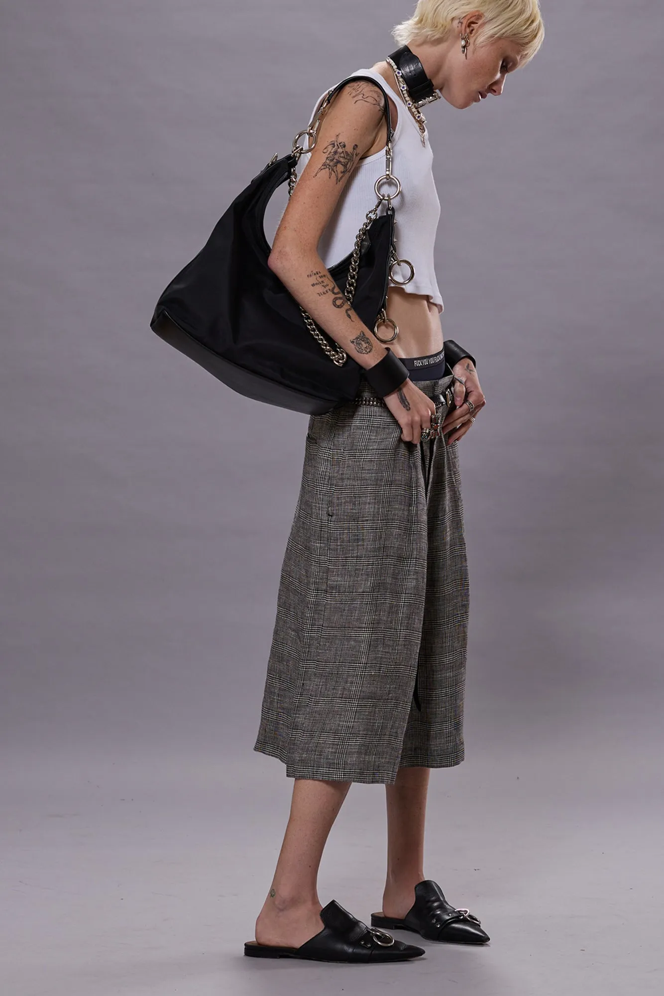 JUMBO TAILORED SHORT - BLACK&WHITE GLENPLAID sold by R13 product image thumbnail 2