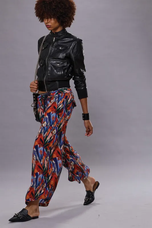 CROPPED WIDE LEG UTILITY PANT - MULTICOLOR PRINT sold by R13