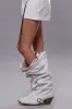 BUCKLED-UP SLOUCH COWBOY BOOT - CRACKLE WHITE sold by R13