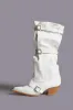 BUCKLED-UP SLOUCH COWBOY BOOT - CRACKLE WHITE sold by R13