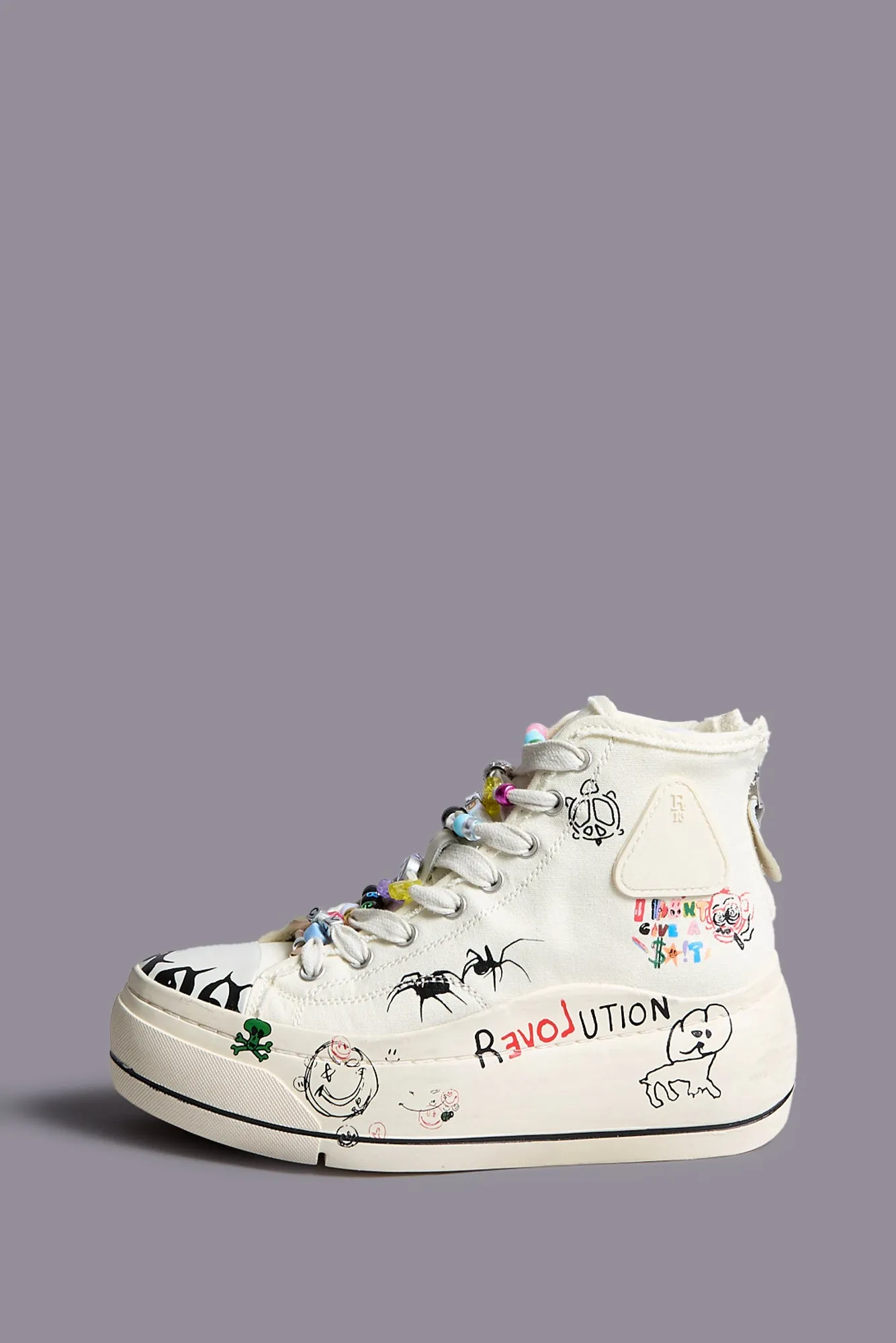 KURT HIGH TOP SNEAKER - ECRU W/ SCRIBBLES sold by R13 product image thumbnail 5