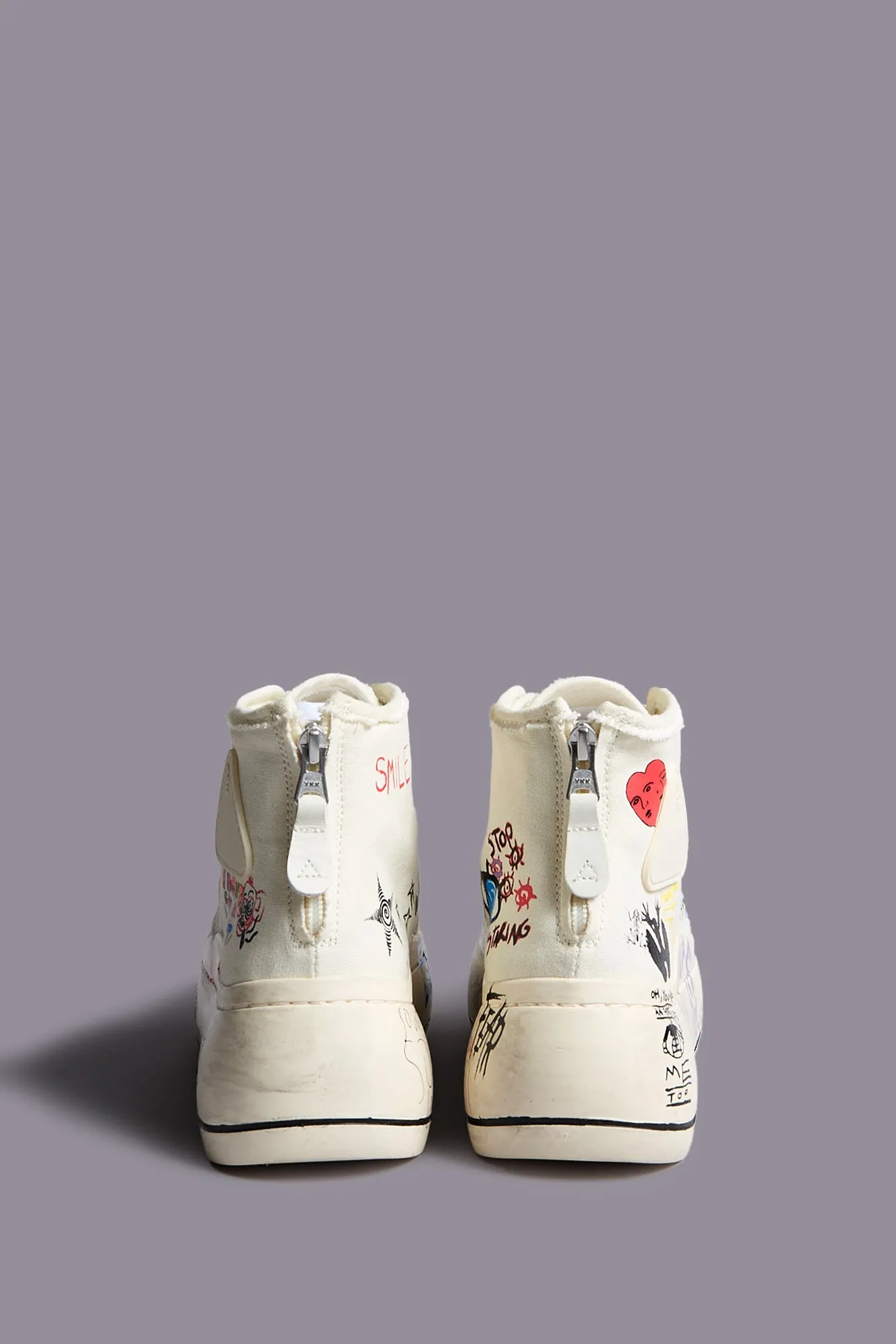 KURT HIGH TOP SNEAKER - ECRU W/ SCRIBBLES sold by R13 product image thumbnail 3